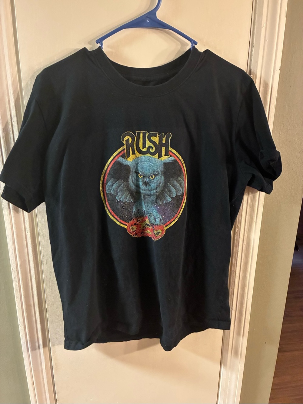 Rush Men's Fly By Night T-Shirt Size Large Black Graphic Print Crew Neck